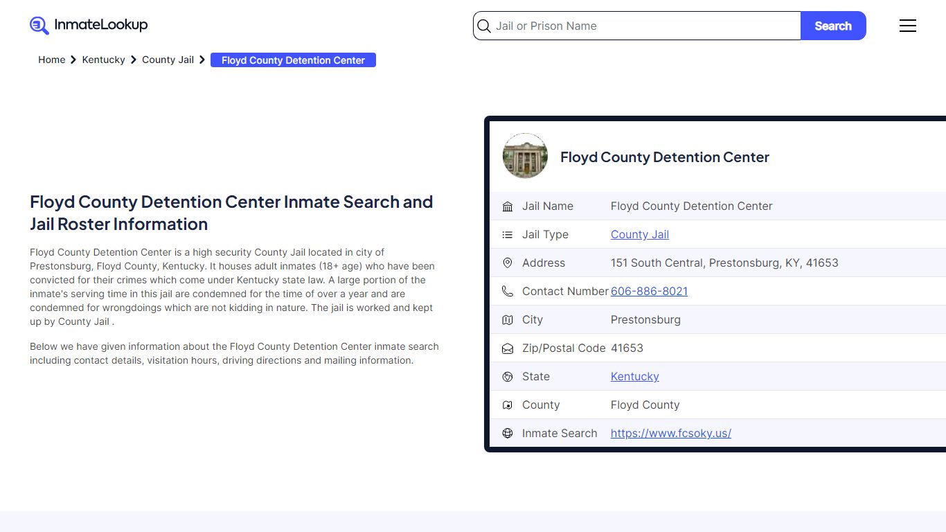 Floyd County Detention Center Inmate Search, Jail ... - Inmate Lookup